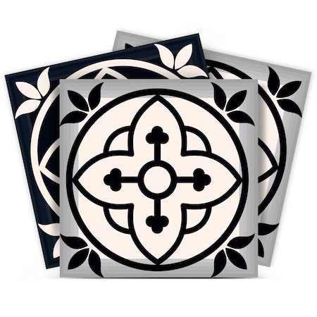 Homeroots 12" X 12" Black and White Rory Peel and Stick Removable Tiles 555901