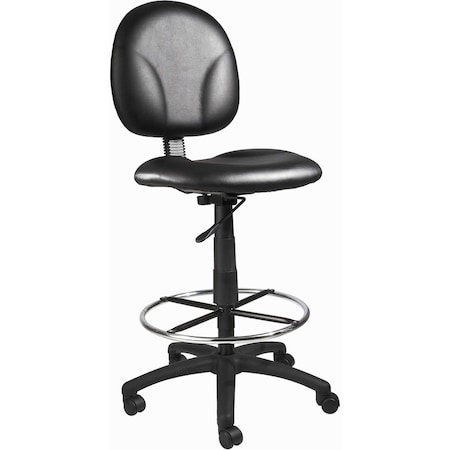 Boss B1690 Drafting Stool, Black Seat, Black Back, 25" W 25" L 49-1/2" H, Armless, Vinyl Seat B1690-CS