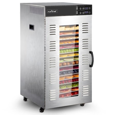 Nutrichef 20 Shelf Stainless Steel Trays with Digital Timer and Temperature Control, 2000 Watts NCFD20S