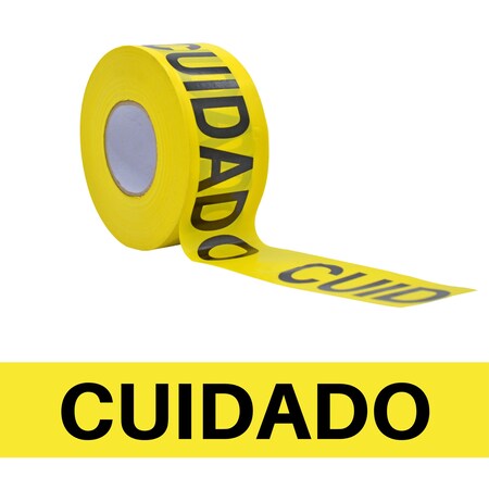 Wod Tape Barricade Tape, Black and Yellow, 3 inch Wide x Polyethylene, 3 mil WOD BRC-CUIS-03000-8-1000-BY