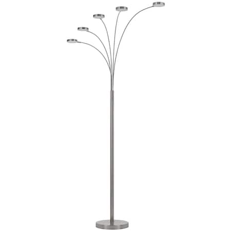 Homeroots 82" Nickel Five Light Led Arc Floor Lamp 526323