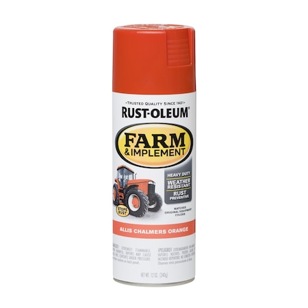 Rust-Oleum Spray Paint, Allis Chalmers Orange, Oil, 12 oz 280135