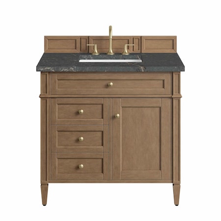 James Martin Vanities Brittany 36" Single Vanity, Pecan w/ 3 CM Parisien Bleu Silestone Top 655-V36-PCN-3PBL