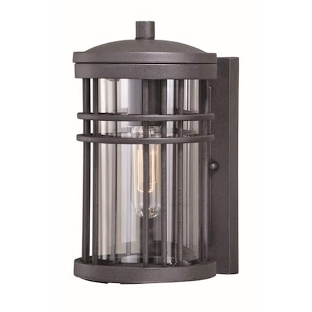Perfecttwinkle 60W 10 in. Wrightwood Outdoor Wall Light Vintage Black, Clear Glass PE1238422