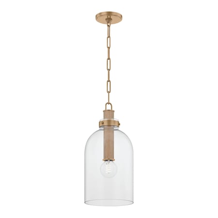 Troy Lighting Kori 9in wide 1 Light Pendant in Patina Brass F4909-PBR