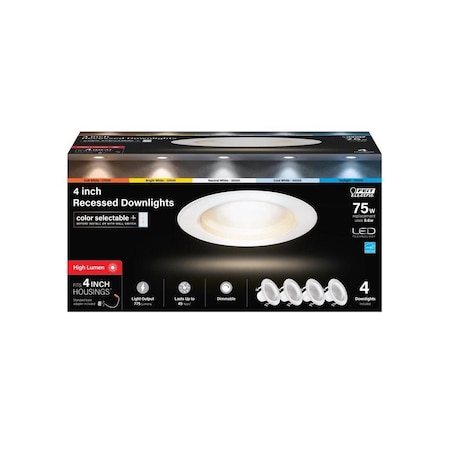 Feit Dimmable Recessed Downlight Enhance White 5in W Aluminum LED 8.6 W White, 4PK LEDR4HO/6WYCA/4