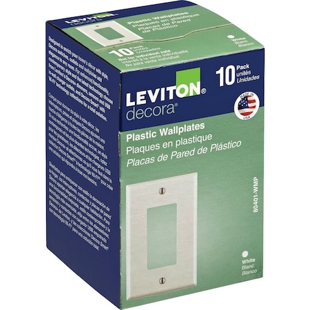 Leviton Decora 1-Gang Smooth Plastic Rocker Decorator Wall Plate Wht, 10PK M24-80401-WMP