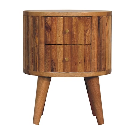 Homeroots 18" Natural Solid Wood Oval Two Drawer Nightstand 651547