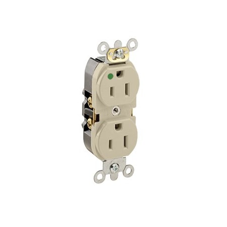 Leviton Extra Heavy Duty Hospital Grade Duplex Receptacle, 15 Amp, 125 Volt 8200-HLI