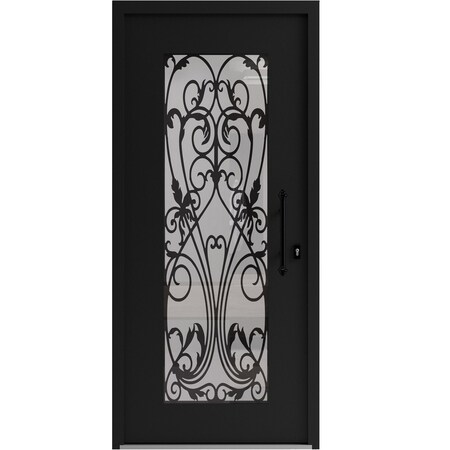 Vdomdoors Aluminum Door Iron 1601 Black Entry Steel Metal Classic Painted 36 x 80 (36 x 80)-Right Inswing IRON1601EXD-BLK-W36xH80-RH-I