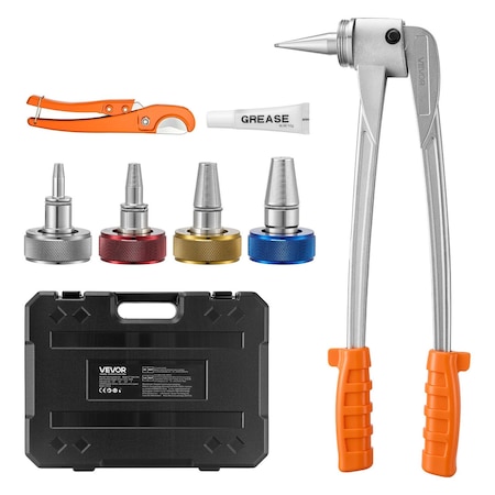 Vevor PEX Pipe Expander Tool for 3/8 in, 1/2 in 3/4 in 1 in PEX Pipes 4 Expanding Heads CT-100A-PEX