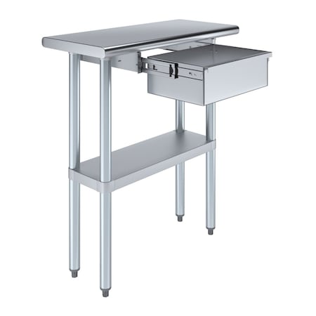 Amgood 14 in. x 30 in. Stainless Steel Table With Drawer AMG WT-1430 + DRAWER-1510-Z