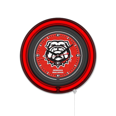Holland Bar Stool University of Georgia Bulldog  15 Double Neon Wall Clock Clk15BK