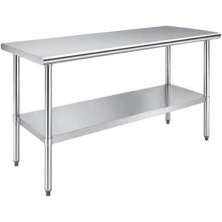 Amgood 24 in. x 60 in. All Stainless Steel Work Table, 35in. Height Commercial Prep Table with AMG WTSS-2460-Z