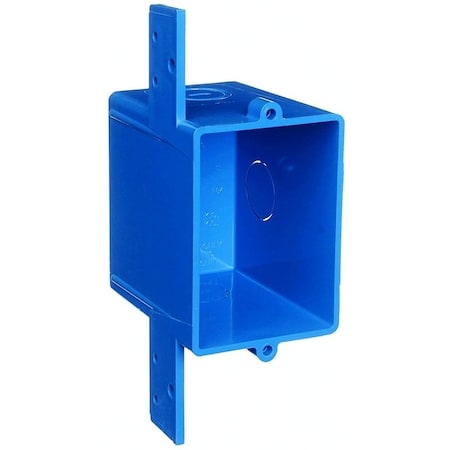 Carlon Outlet Box, 1-Gang, 3-Knockout, 1/2 in Knockout, PVC, Blue, Bracket Mounting A58381D-CAR