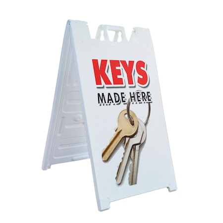 Signmission Keys Made Here, A-Frame & 2 Sign Inserts, Heavy-Duty Plastic Frame SBHD-C-2436-Keys Made Here