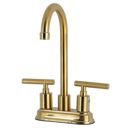 Kingston Brass Double-Handle 4" Centerset Bar Faucet, Brushed Brass KB8497CML