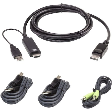 Aten 6ft. Dual Display USB and HDMI to DP Universal Secure KVM Cable 2L7D02UHDPX4
