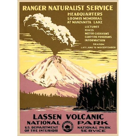Homeroots 24" X 32" Lassen Volcanic National Park Vintage Travel Poster Wall Art 394301