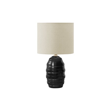 Monarch Specialties Lighting, 17"h, Table Lamp, Black Ceramic, Beige Shade, Contemporary, Modern I 9790