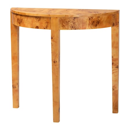 Bali & Pari Jihan Modern and Contemporary Natural Real Burl Wood Half-Moon Console Table 253-14027-ZORO