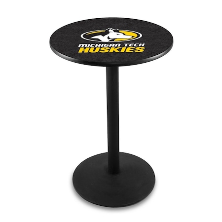 Holland Bar Stool Co 36" Blk Wrinkle Michigan Tech Pub Table, 36" dia. Top L214B3636MITech
