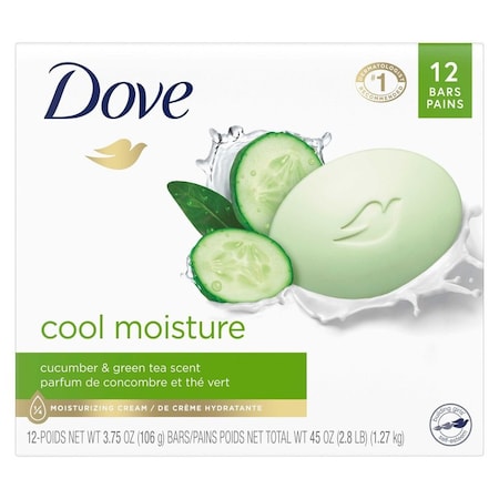 Dove Cool Moisture Cucumber and Green Tea Scent Beauty Bar Soap, 45 Ounce, 6PK 62695506