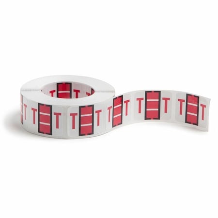 Smead A-Z COLOR-CODED END TAB FILING LABELS, T, 1 X 1.25, WHITE, 500/ROLL 67090