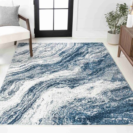 Jonathan Y Kassia Contemporary Glam Abstract Marble Navy/Cream 8 ft. x 10 ft. Area Rug SEU300B-8