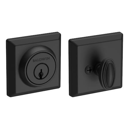 Baldwin Single Cylinder Traditional Square Deadbolt with 6AL Latch and Dual Strike Satin Black Finish SCTSD190