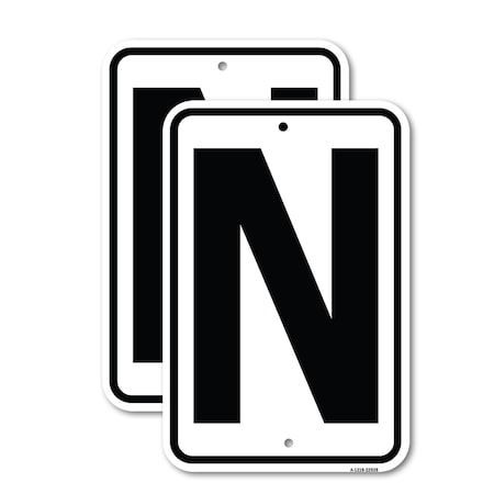 Signmission Sign with Letter N, 18'' X 24'' 2 Signs, Heavy Gauge Aluminum, 2PK A-1824-2PACK-22938