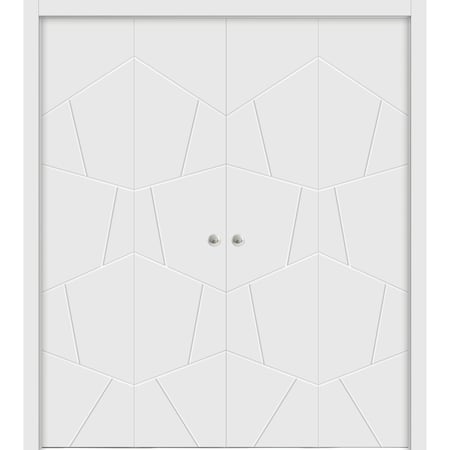 Sartodoors Sliding Closet Double Bi-fold Doors Planum 0990 White Solid Core Modern Interior PLANUM0990DBF-BEM-96 x 80 (4* 24x80)