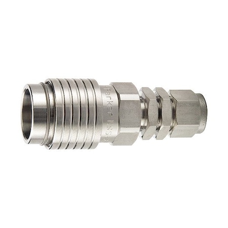 Parker Body Assembly Coupling, Stainless Steel Body, Push-to-Connect Lock, 3/8" Thread Size NSS-371-6HMA-D