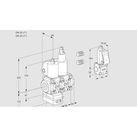 Honeywell Kromschroder VLV, SOLND, W PLIOT GAS VLV VAS, RP1, KROMSH KS88104453