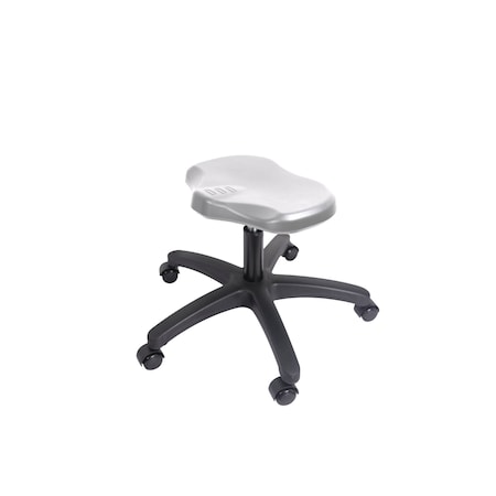 Blue Ridge Ergonomics Polyurethane Ray Stool - Desk Height with Casters in Gray Polyurethane PRPDHSL-RG-RC-GRY