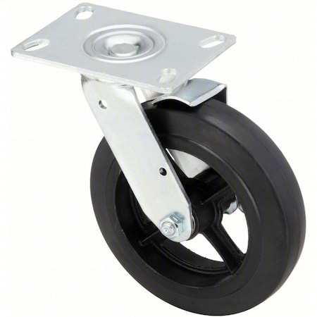 Zoro Select Plate Caster, 600 lb. Load, Black Wheel P21S-RY080KP-16-WB-DL