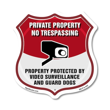 Signmission Private Property Shield Sign No Trespass, 6 Inch X 6 Inch, Plastic Sign SHI-P-6-443