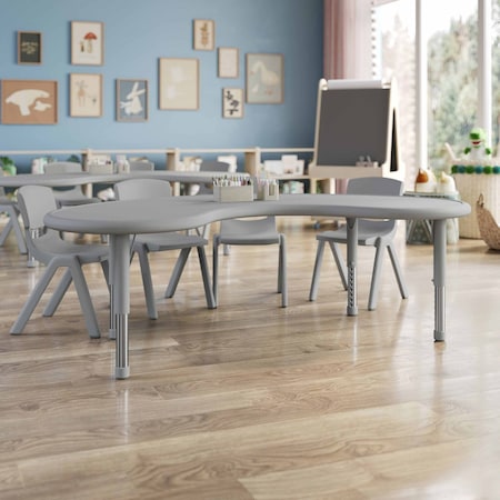 Flash Furniture 5 PC Plastic Activity Table and 4 Chairs Set, 10.5 in Seat Height-Soft Gray YU-YCX-0043-2-MOON-TBL-SFTGY-E-GG