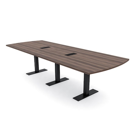 Skutchi Designs 10ft Arc Rectangle Conference Table With Power | Harmony Series | 10 Person Meeting Room Table HAR-AREC-48X120-T.BK-H3041-EBLK