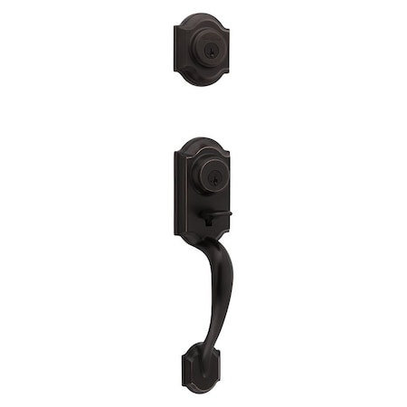Kwikset Handleset, 2 Grade, Venetian Bronze, 238 x 234 in Backset, KW1 Keyway, 134 in Thick Door 95530-019