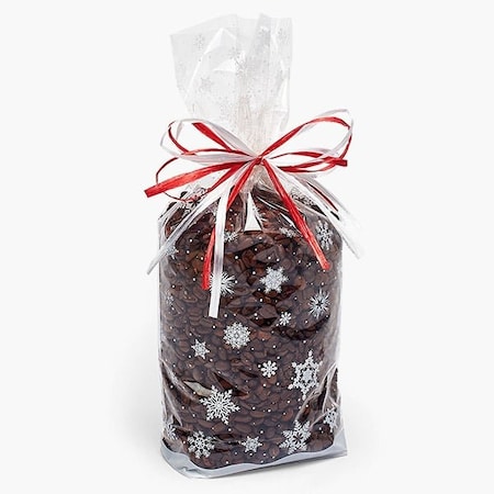 Nashville Wraps White Snowflakes Hard Bottom 1.4 mi Cello Bags, 3.5x2.25x12, 100PK 99753