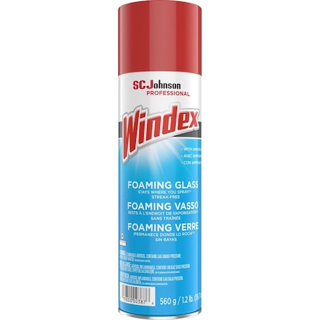 Windex Foam Glass Cleaner, Clear, Unscented, Aerosol Spray Can, 6 PK 333813