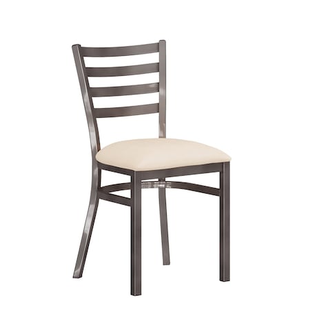 Flash Furniture HERCULES Silver Antique Finish with Clear Coat Ladder Back Metal Restaurant Chair - Tan Vinyl Seat XU-DG694BLAD-CLR-TNV-GG