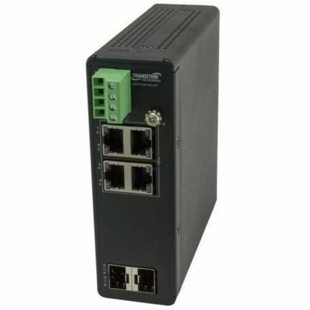 Transition Networks Hardened Unmanaged Switch, 4-port GE POE+, 2 SFP, 120W POE, 54VDC, - 40 - 75C SISTP1040-342-LRT