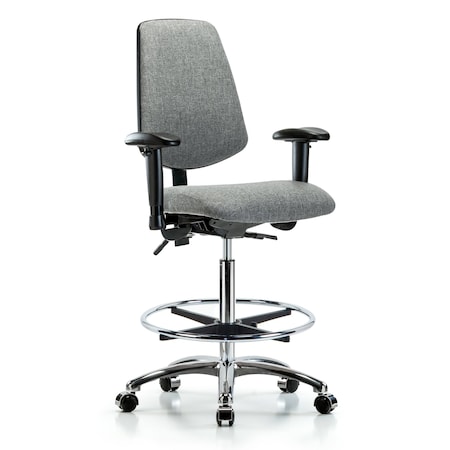Blue Ridge Ergonomics Fab Hi Bench Chair, Med, Bk, CF, Cast, Gry, 6-Way Adjustable, 26" to 35-1/2" Height, Grey BR-FHBCH-MB-CR-T1-A1-CF-CC-F44