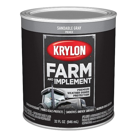 Krylon Farm & Implement Brush-On Paint Sandable Gray 1 Quart (2039)