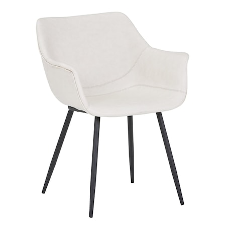 Leisuremod Markley Distressed Leather Ergonomic Dining Chair, Powder Coated Iron Legs EC26CR