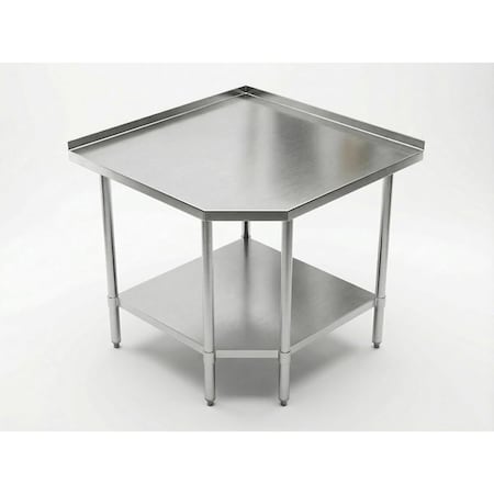 Amgood Stainless Steel Corner Work Table 38in. x 38in. x 35in. with 1.5in. Backsplash, Galvanized AMG CWT-3030-BS-Z