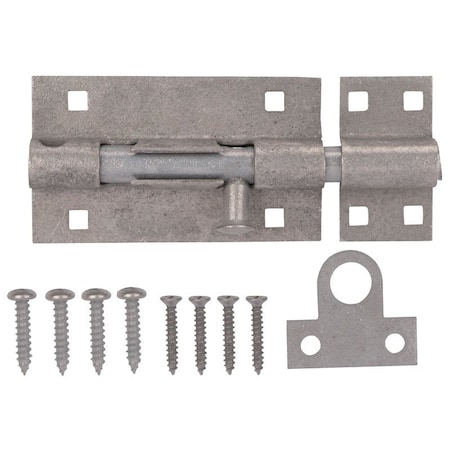 Prosource Padlockable Barrel Bolt, 0.31 Dia in Bolt Head, 6 in L Bolt, Galvanized Steel 33305MGS-PS