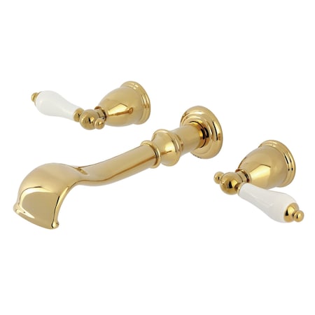 Kingston Brass Two-Handle Wall Mount Tub Faucet, Polished Brass KS5022PL